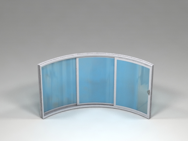 3 sections curved glass doors