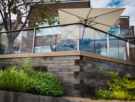 Large Glass Balustrade on timber frame decking