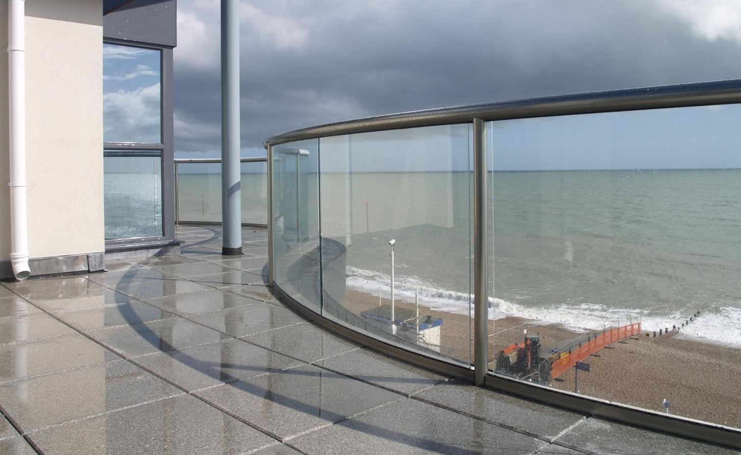 glass balcony on the sea